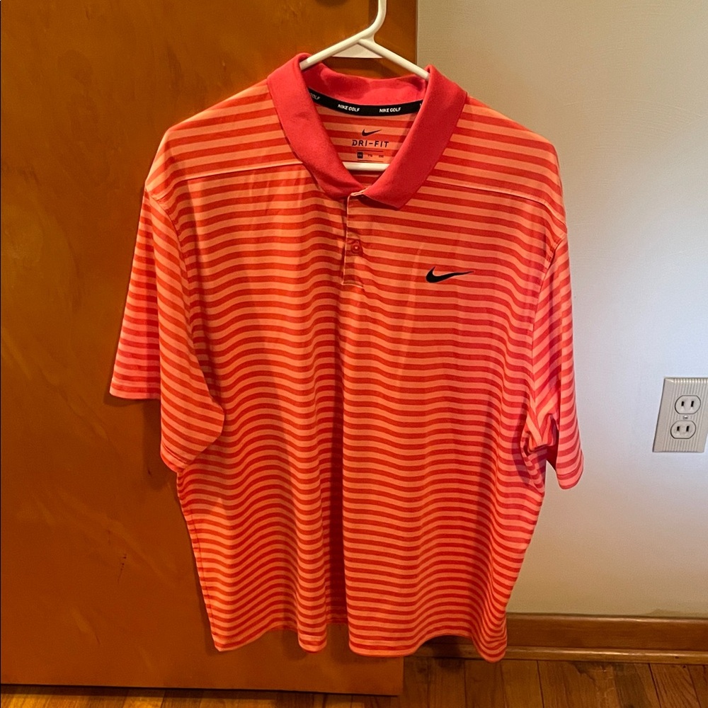Nike Men's Peach Striped Polo Shirt
